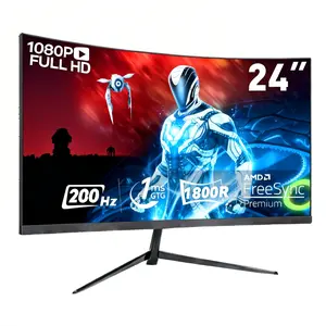 24” 200Hz Curved Gaming Monitor 1080p Fast IPS Computer Monitor, 110% sRGB 1ms HDR Support Adaptive Sync, Eye Care VESA Mount HDMI | Display Port