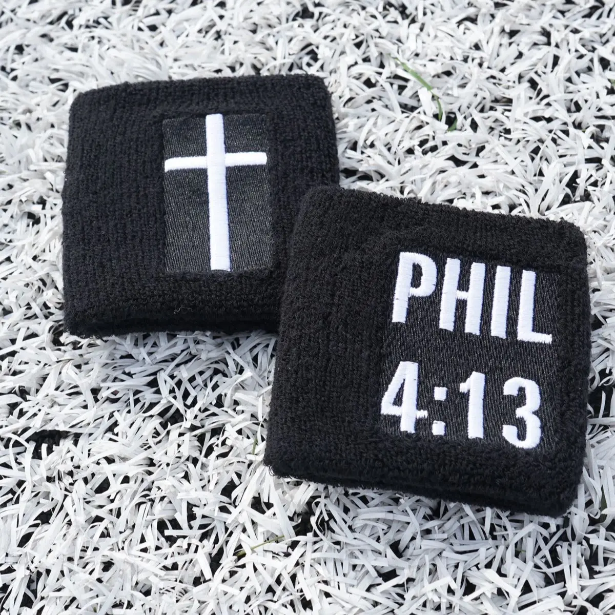Christian Elastane Sports Wrist Sweatbands (2-Pack) - Men's Accessories, Gym Wear, Embroidered Cross, PHIL 4:13 Bible Verse for Gym, Basketball