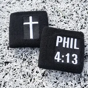 Christian Sweatband 2 Pack with Cross Design and "PHIL 4:13" Text Christian Sweatband 2 Pack with Cross Design and "PHIL 4:13" Text