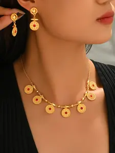 3-Piece Set Pendant Necklace Earrings Jewelry, Necklace And Earring Set, Matching Jewelry Set, Wedding Set, Elegant Design Suitable for Women & Girls, Perfect Gift Idea