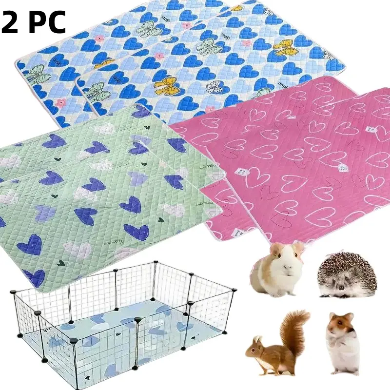 Reusable Pet Cage Mat Set (2 Pack), Durable Washable Nylon Mat, 27.6 x 19.7 Inches, Generously Sized, Suitable for Hamsters, Rabbits, Cats, Dogs & Reptiles, Fun Pattern Design