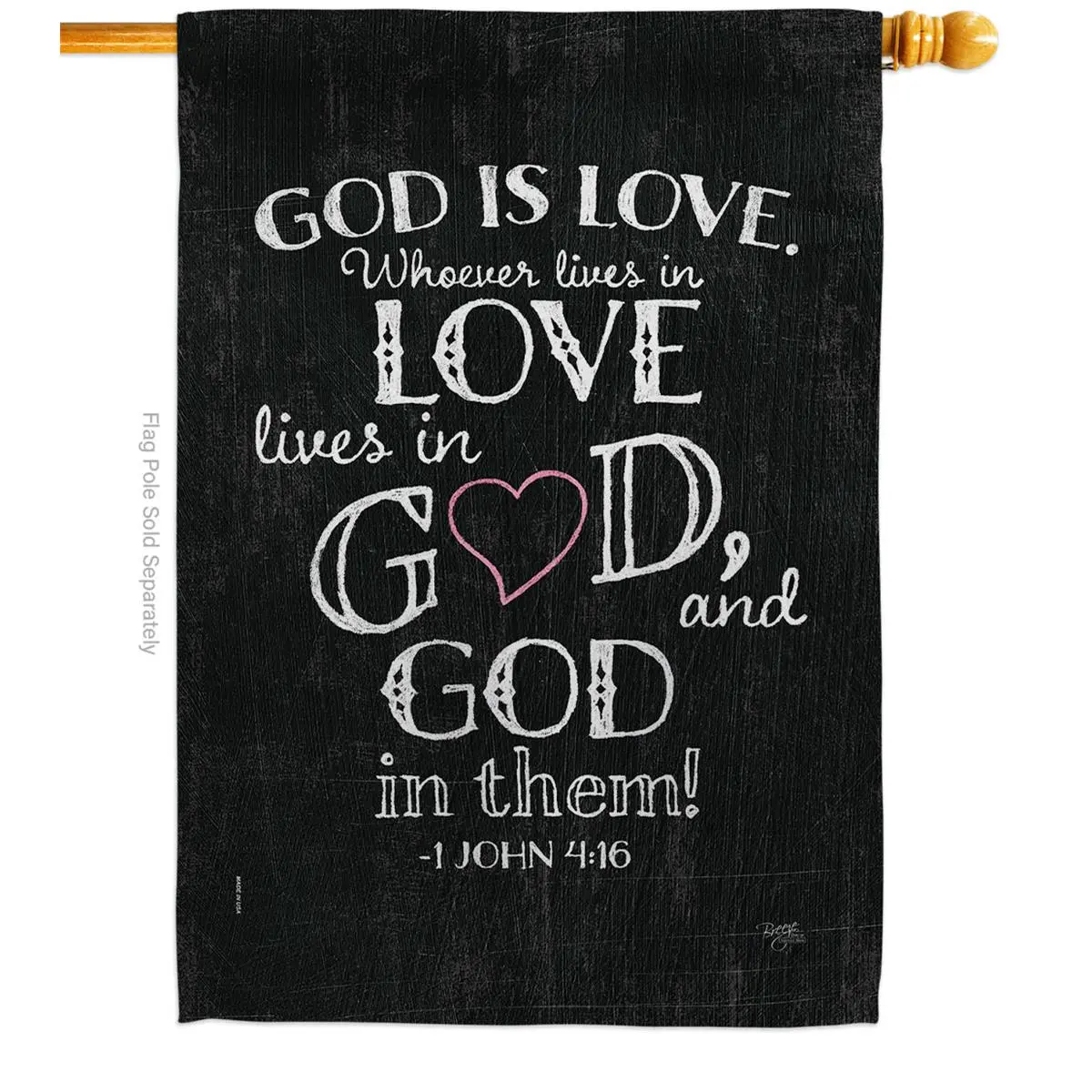 Breeze Decor H103067-BO God is Love House Flag Religious Bible Verses 28 x 40 in. Double-Sided Decorative Vertical Flags for Decoration Banner Garden Yard Gift