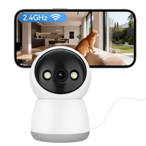 2.4G WiFi Indoor Wireless Surveillance Camera - AI-Powered 355-Degree Home Security Camera System, Color Night Vision, Human Motion Detection, 24/7 Recording, 2-Way Audio for Baby Monitoring