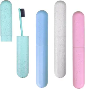 4 Pack Portable Toothbrush Travel Case, Plastic Toothbrush Holder, Protective Cover for Travel, Camping, Home, School, Business