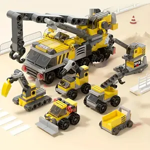 Rescue Engineering Truck Building Set, Stem Building Blocks, 6-In-1 Construction Toy with Rotating Crane Arm, Stem Education Gift for Kids Aged 6-12, Building Kit