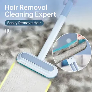 Long Handle Pet Hair Remover Brush – Reusable Washable Lint Cleaner for Cat & Dog Fur, Easy Clean Multi Surface Tool for Furniture, Clothes, Bedding & Car