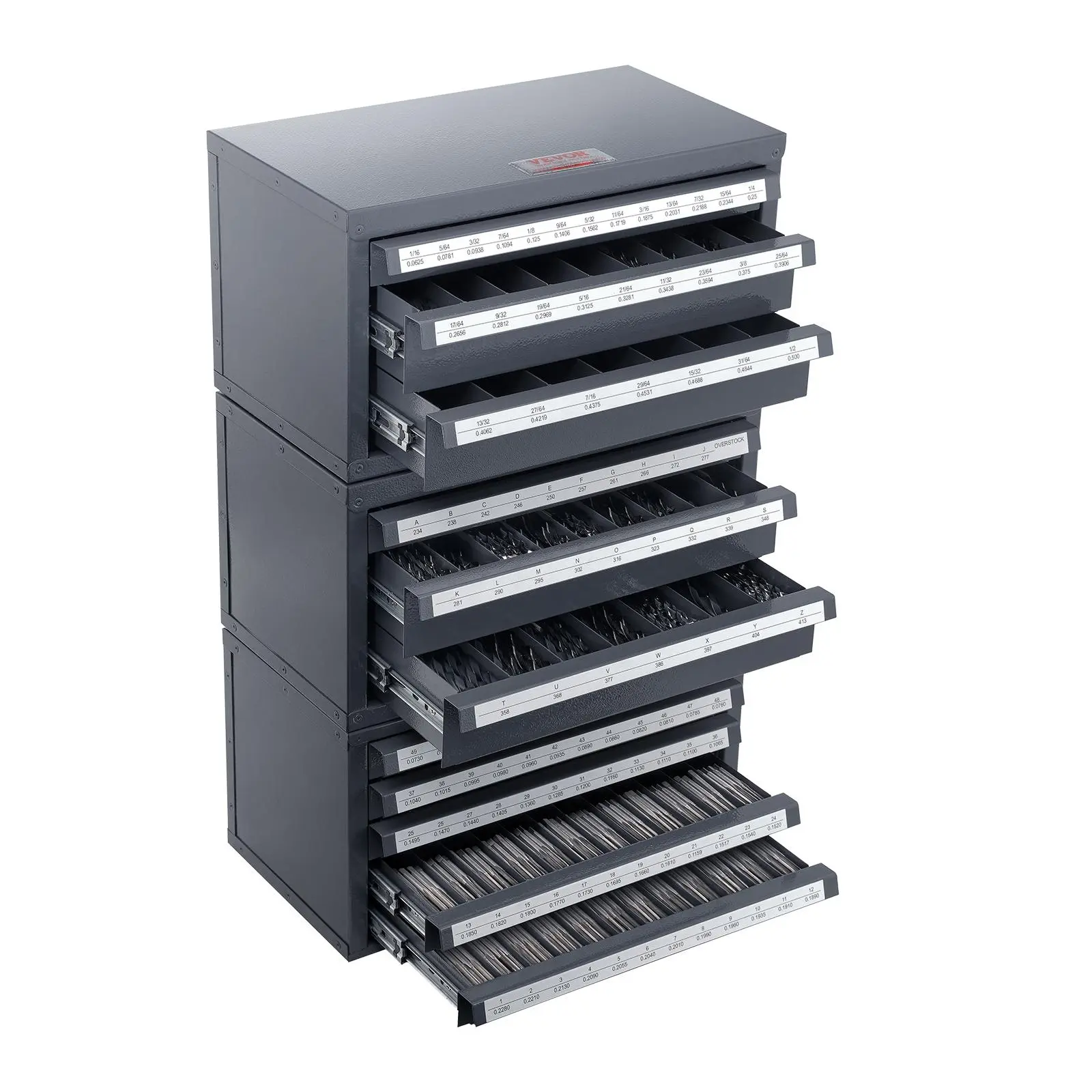 【Summerfinds】VEVOR Drill Bit Dispenser Cabinet 3 Pieces Three-Drawer for 1/16" to 1/2" & Letter Sizes A to ZFive-Drawer Drill Bit Organizer for Wire Gauge Sizes #1 to #60Stackable for Drill Bit Storage