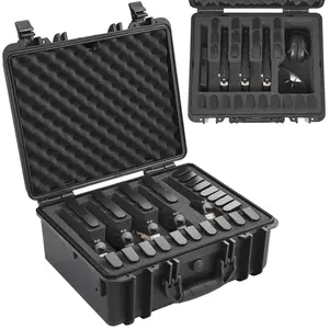 fathersdaygift VEVOR Hard Pistol Cases with Pre-cut Lining, Waterproof Dustproof Hard Gun Case for 5 Pistol, 18.9×16.3×8.5 in Lockable Pistol Case, Black