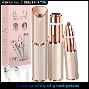 Eyebrow-Facial Hair Remover Women: Portable 2 in 1 ElectricShaver and Facial Trimmer -Rechargeable Eyebrow LipsBody Facial Razor Comfort Lightweight Kit Smooth