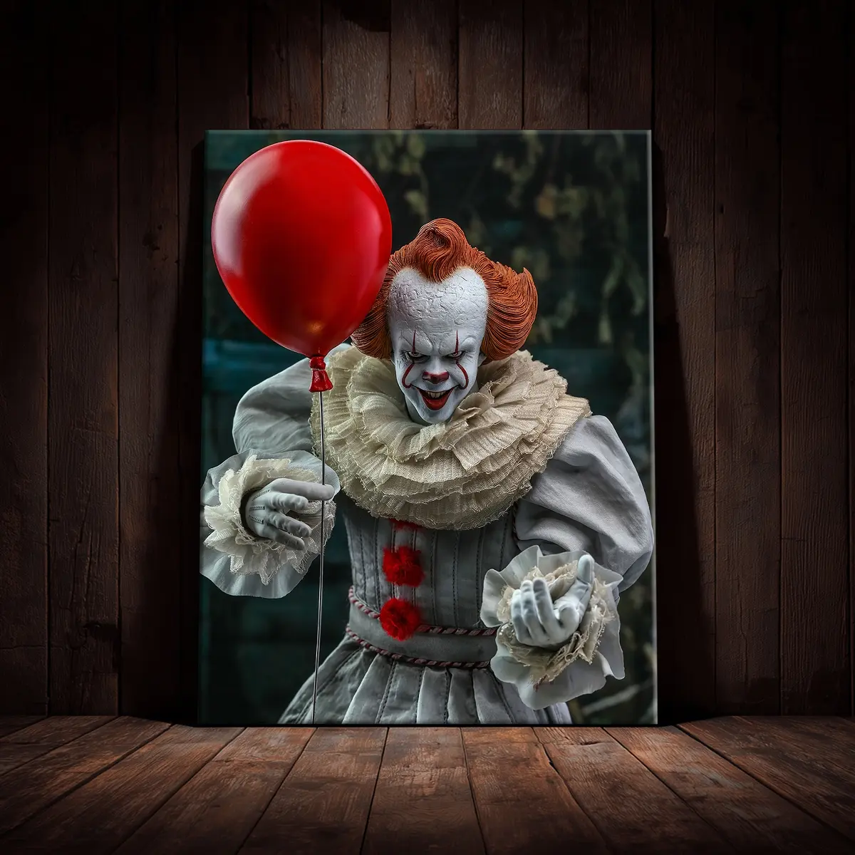 1 Count Wooden Framed Canvas, Horror Clown Poster, Halloween Decorative Poster, Home Wall Decor, Party Hanging Picture, Modern Art For Home, Family Decoration, Ideal Gift, Waterproof, Print, Wall Art Painting, Wall Decor Pictures, Graphic Prints