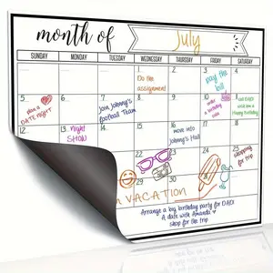 Magnetic Monthly Calendar, 1 Count Refrigerator Planner  Dry Erase Board, Fridge Calendar Magnetic, Planning Board for Kitchen Office School Refrigerator