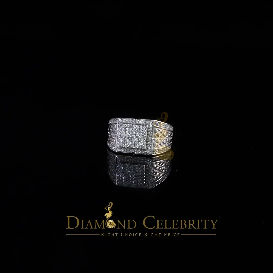 DiamondCelebritees 925 Silver White 1.25ct Cubic Zirconia Wide Square Engagement Men's Ring Size 10