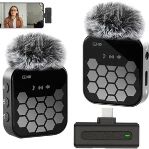 Wireless Microphone, USB Rechargeable Wireless Microphone, Mini Microphone for Recording Interviews, Recording Videos, Professional Microphone for iOS Android Camera