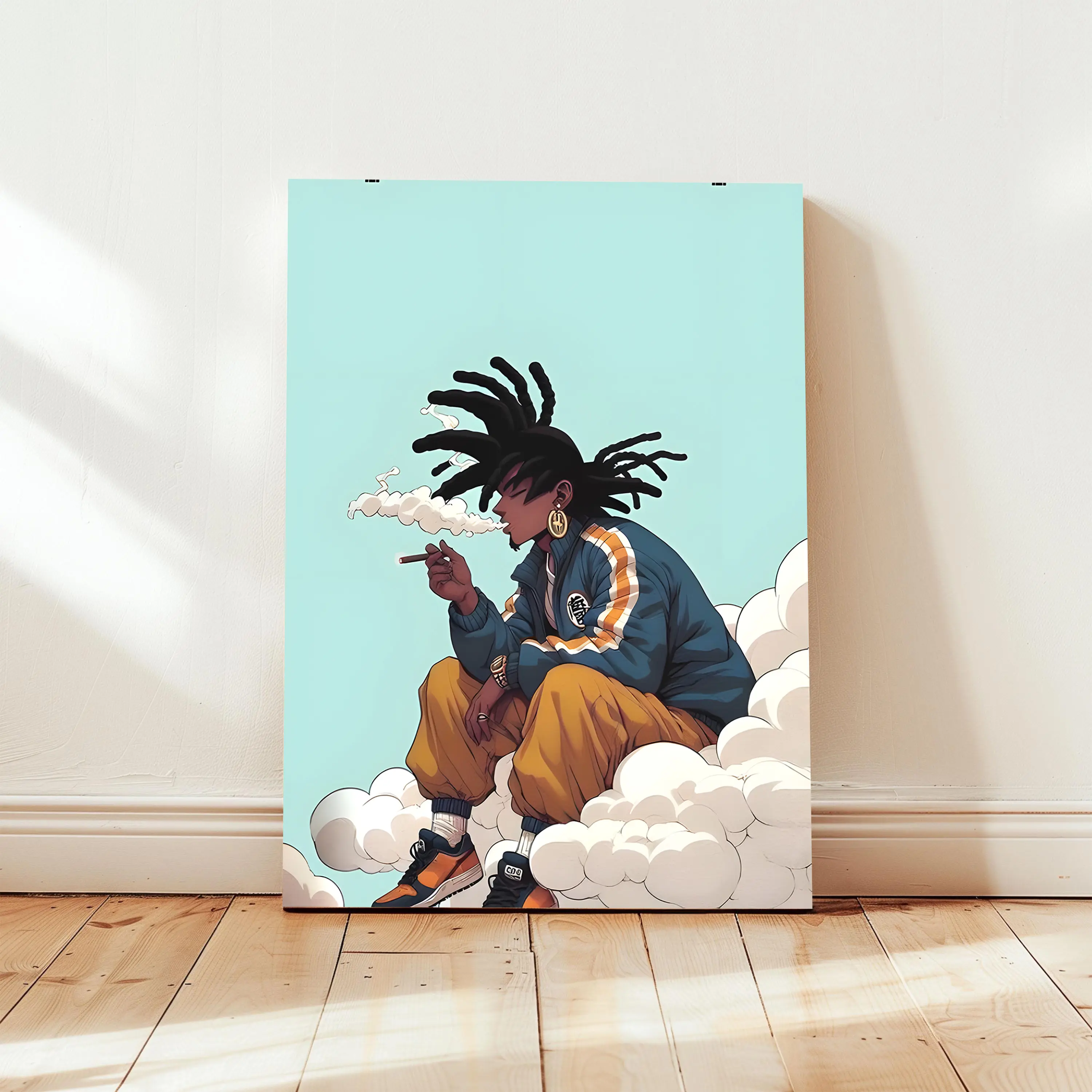 Black Anime Afro Urban Culture Street Art Print Paintings - Waterproof Unframed Wall Art, Home Accessory, Box-Included Living Room Decorations, Bedroom Decor, House Decor, Cool Room Decor