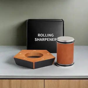 Magnetic Rolling Knife Sharpener Set – Diamond & Ceramic Sharpening Stones for Kitchen,  Wooden Handle, Adjustable Angle Honing Tool for Precision Blade Maintenance, Knife Care, Household & Kitchen Gadgets, Winter Gifts Adjustable Angle