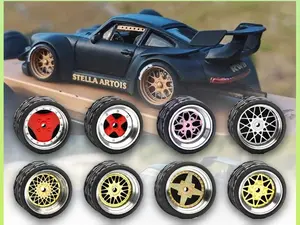 1/64 Wheels for Diecast/Model Car Detail-up Sets With Rubber Tires Assembly Rims 4pcs (1 Set)