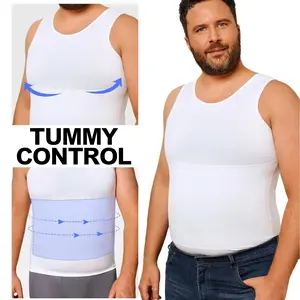 Men's Tummy Control Compression Shaper Vests Chest Shapewear Double layer Compression Vest Undershirt Tank Top, Hide Gynecomastia Body Shaper Seamless