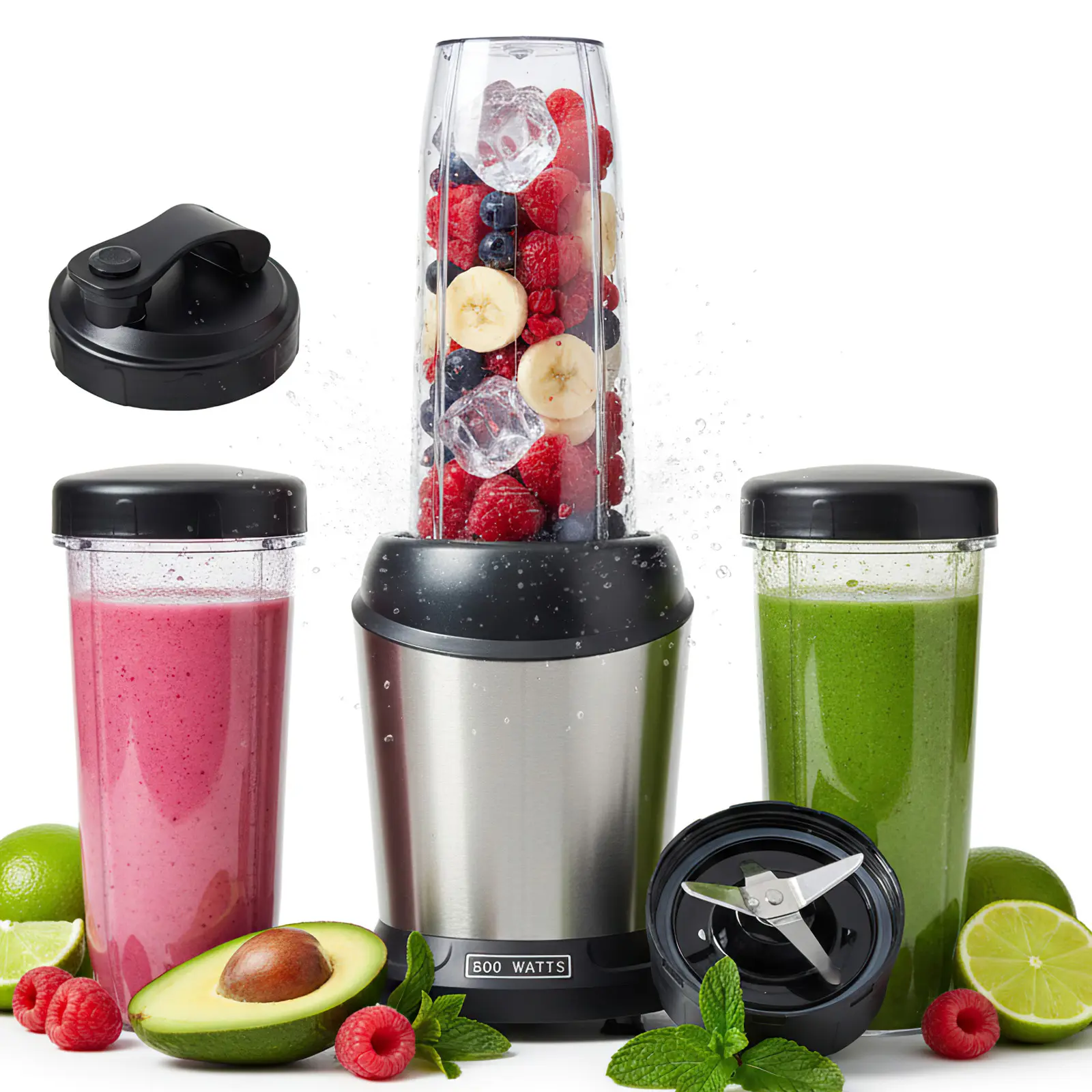 Sweetcrispy Smoothie Blender Set - Personal Blender for Kitchen, BPA-Free Portable Cups, Ideal for Shakes, Sauces, Juice, Ice Crushing, 1800 Watts