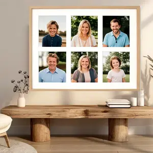 Inner frame painting！Custom 6 Photo Picture Frame, Personalized 6 Opening Multi-Photo Collage Frame for Family Portraits, Desktop Memory Display for Home Decor