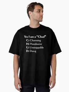 Men's Casual Soft Round Neck Short-Sleeve Cotton T-Shirt, Menswear "Yes I Am a Chud" Acronym Meme Unisex Tee