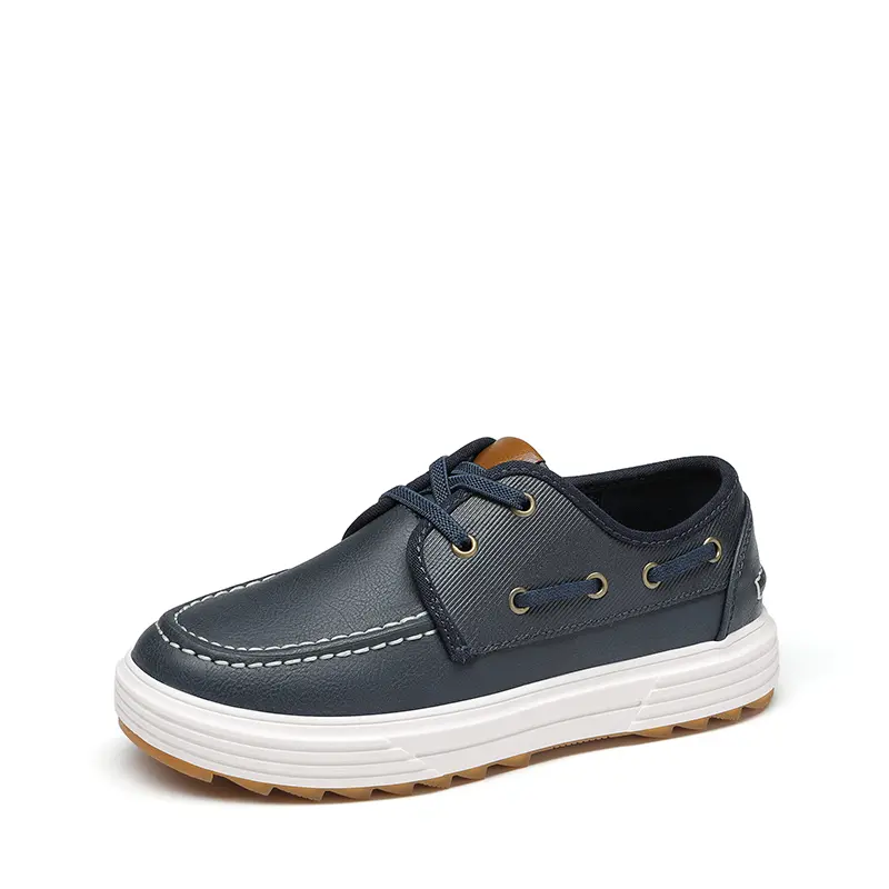 BRUNO MARC Boys' Casual Slip-On PU Leather Moccasin Toe Flat Loafers - 10-11 Years Kids' Synthetic Shoes with Mesh Fabric, Elastic Laces for School, Parties, Breathable Footwear, Leisure Shoes, Light Casual Shoes
