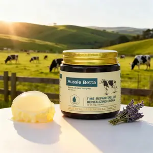 Aussie Betta Time-Repair Tallow Revitalizing Cream, Intensive Overnight Moisturizer for Deep Wrinkles & Dryness with Peptides & Shea Butter, Gentle Skin Repair Hydrator for Mature Needs