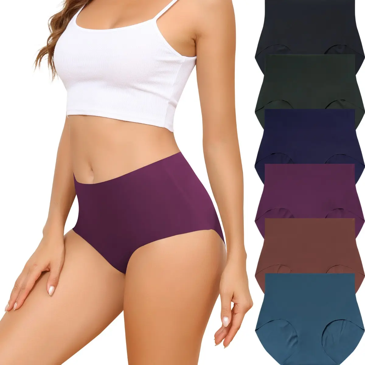 LEVAO Women's Lingerie, 6 Pack High Cut Breathable Seamless Briefs, Soft Comfy High Waisted Panties with Double-Layer Crotch, Holiday Gift, 3D Butt