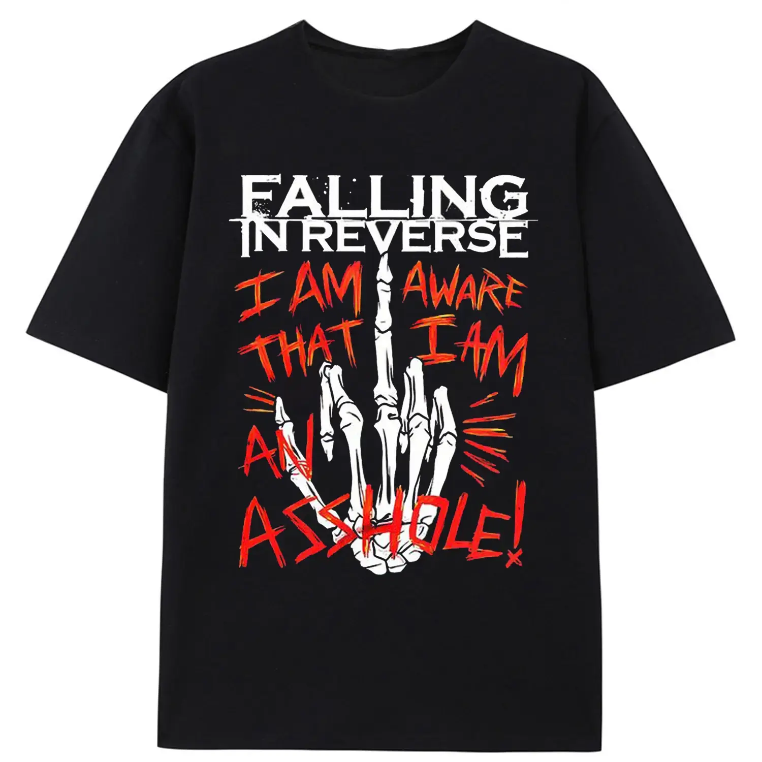 Falling In Reverse Band Tee | Vintage Y2K 90s Rock Band Graphic T-Shirt | 2 Sided Print Emo Metal Concert Outfit | Unisex Casual Cotton Crewneck Short Sleeve Top For Mens Womens Rock Music Lovers