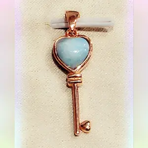 Rose Gold Plated Over Sterling Key Larimar Pendant