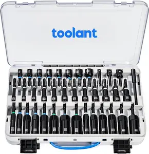 TOOLANT Impact Magnetic Nut Driver Set 38pcs 1/4'' Quick Change Bit Extension Deep Nut Driver Set with Wing Nut Driver & Impact Socket Adapters for DIY Enthusiasts and Professionals