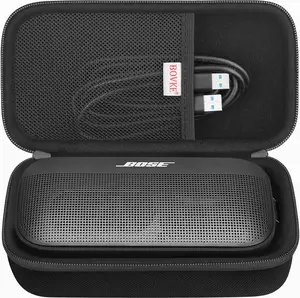 BOVKE Hard Travel Speaker Case for Bose New Soundlink Flex Speaker (2Nd Gen) / Bose Soundlink Flex Bluetooth Portable Speaker, Extra Mesh Pocket for Bose Speaker Charger, Charging Cables, Black