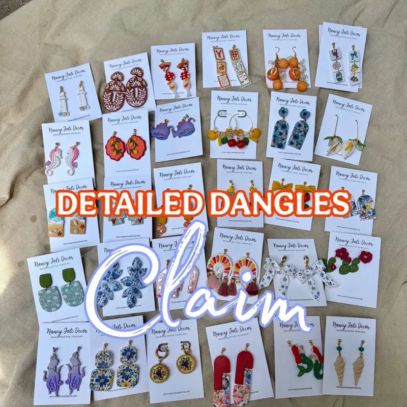 YOU CLAIM LIVE: Detailed Dangles polymer clay Collection for TikTok live polymer clay earrings hypoallergenic and stainless steel lightweight