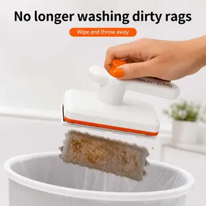 SOPAMI Mini Multi-Functional Mop - Press-to-Lock Handheld Cleaning Tool with 10 Microfiber Pads, No-Touch Wipe-and-Throw Design, ABS+PP Material, for Kitchen, Living Room, Bedroom, Bathroom & Garage Surface Cleaning