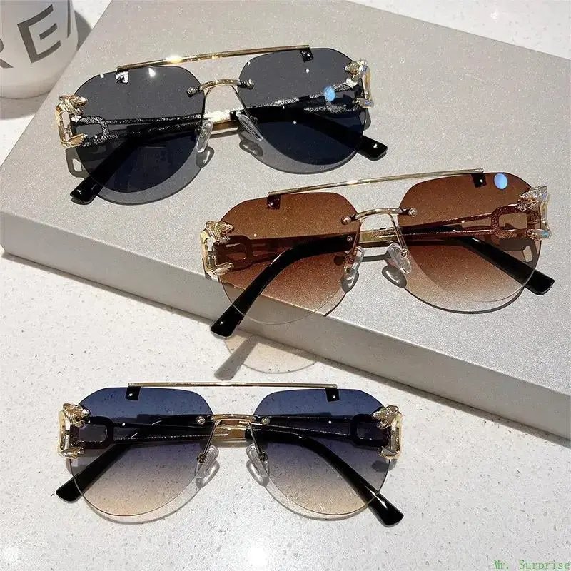 Women's 3-Pack Trendy Semi-Rimless Aviator Sunglasses, Oversized Gradient UV400 Blue Light Blocking Sun Protective Eyewear, Trendy Sunglasses Women
