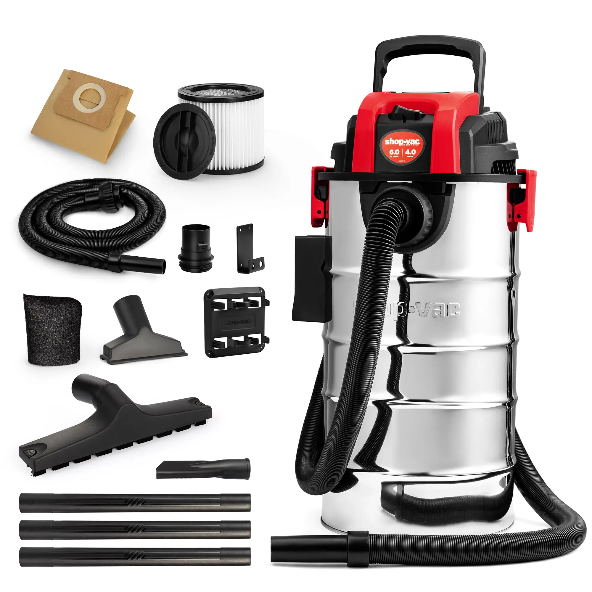 #summersale Shop-Vac 6 Gallon 4.0 Peak HP Wet/Dry Vacuum, Wall Mountable Compact Shop Vacuum with Up to 20 ft Extra Long Hose & Accessories - Ideal for Jobsite, Garages, Car & Workshops