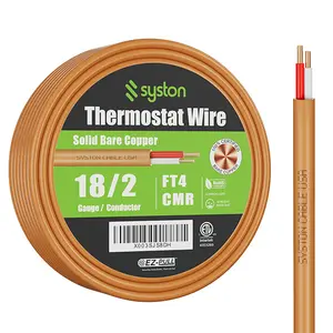 Syston 18AWG 2-Conductor CL3R Thermostat Control Cable 18/2 Solid Copper CMR Riser Rated Low Voltage Wire for HVAC Doorbells Heating Systems Alarm and Intercom Installations Indoor/Outdoor UV Resistant