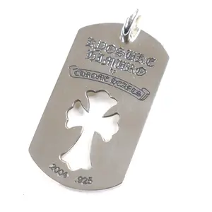 Pre-owned Chrome Hearts Sterling Silver 925 (Ag925) Small Leather Goods Cut out Large Dog Tag Silver 925 Pendant