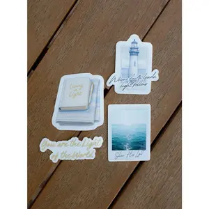 Christian Sticker Pack (4 Stickers) - Living in Light Vinyl Die-Cut Stickers - Cute Aesthetic Coastal Stickers