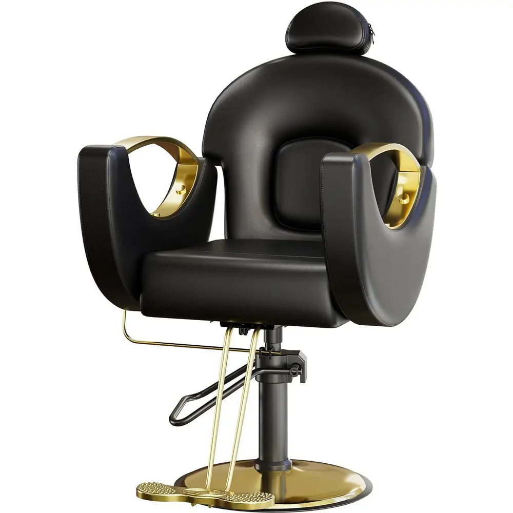 Reclining Barber Chair, 360° Swivel Hydraulic Styling Chair with Heavy Duty Hydraulic Pump for Hair Stylist Barbershop Home Spa Shampoo