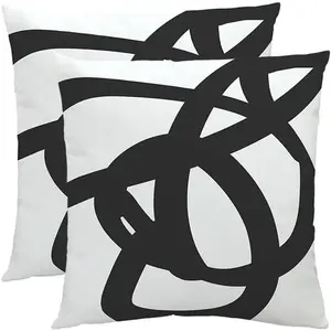 Double Sided Design Black and White Throw Pillow Covers - Modern Throw Pillow Cas for Home Decor, 18x18 Inches t of 2 Boho Design Cushion Cover,Bedroom Bed Outdoor Couch Sofa
