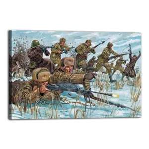 Vintage Poster WW II Soldiers  Rifle Poster Decorative Painting Canvas Wall Art Picture Print Modern Family Bedroom Decor