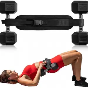 Hip Thrust Belt for Dumbbells & Kettlebells, Padded Glute Bridge Belt for Men & Women, Adjustable Home Gym Workout Gear with Thick Cushion for Glute Training, Strength Workouts, Squats, Includes 1 Bonus Sports Headband