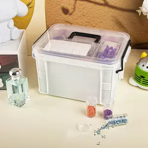 111pcs Diamond Painting Storage Box Tool Set Diamond Embroidery Accessories Kit with 48 Piece Storage Bottles, Trays, Wax, Pens, Multi-Use Tips, Funnel and Durable Storage Box - Ideal Gift for Craft Lovers Durable Plastic Material Full Set