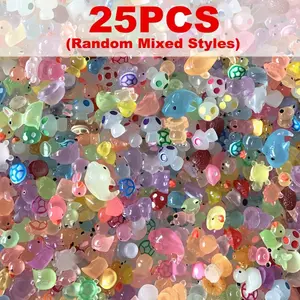 Random Color Luminous Mini Resin Animal, 25/50pcs Mini Glowing Animal Decoration, Micro Landscape Decoration for Flower Pot, Fish Tank, Garden Sculptures Statues, Garden Accessories