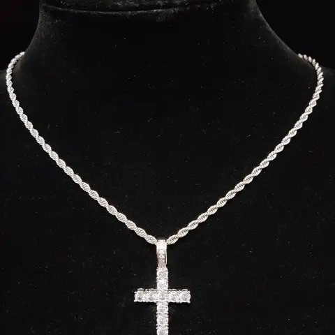 Fashion Rhinestone Stylish Design Cross Pendant Necklace, Coptic Cross Necklace, Stainless Steel Matching Necklace Jewelry for Men & Women for Daily Wear Or Party, Hip Hop Fashion Accessories, Cross Necklaces, Fashionable Accessory