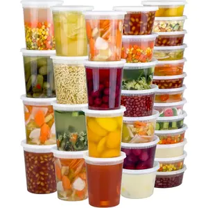 Deli Containers with Lids 120-Piece Set 32/16/8 oz Leak-Proof BPA Free Airtight Takeout Plastic Food Storage for Soup Freezer Microwave Dishwasher Safe