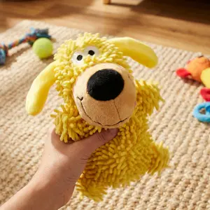 Squeaky Dog Toy for Small Dogs – Blue & Yellow Textured Plush Chew Toy with Anti-Slip Grip & Interactive Sound