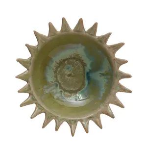Stoneware Sunburst Shaped Tableware Serving Bowl, Decorative Bowls with Pottery Glaze – Ideal for Beach, Beauty-Inspired Settings