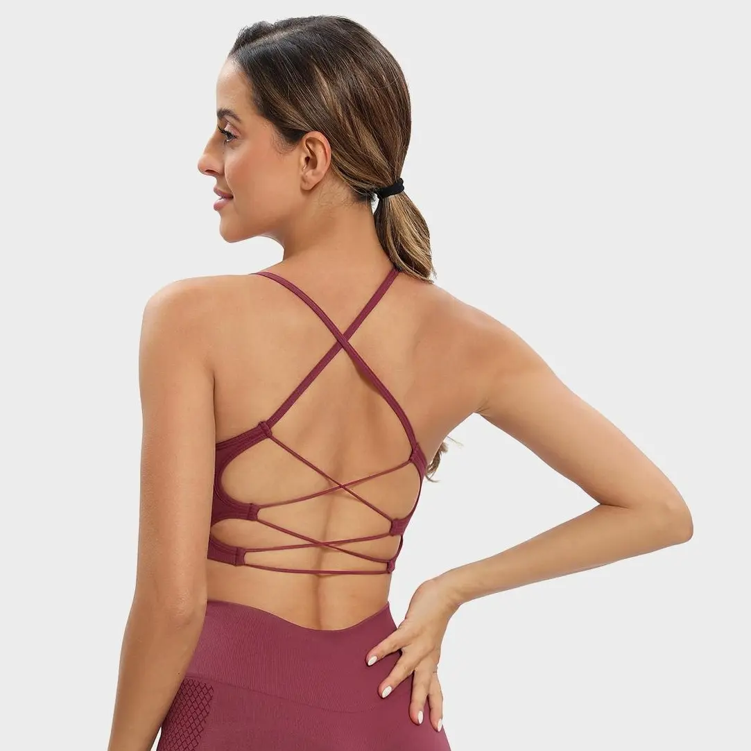 RUNNING GIRL Sports Bras for Women Sexy Crisscross Back Seamless Padded Sports Bra Medium Support with Removable Pads for Gym Workout Wear  Yoga Bra Yoga Clothes summerwins #DealsForYouDays,travel essentials,camping essentials tiktokshopbacktoschool