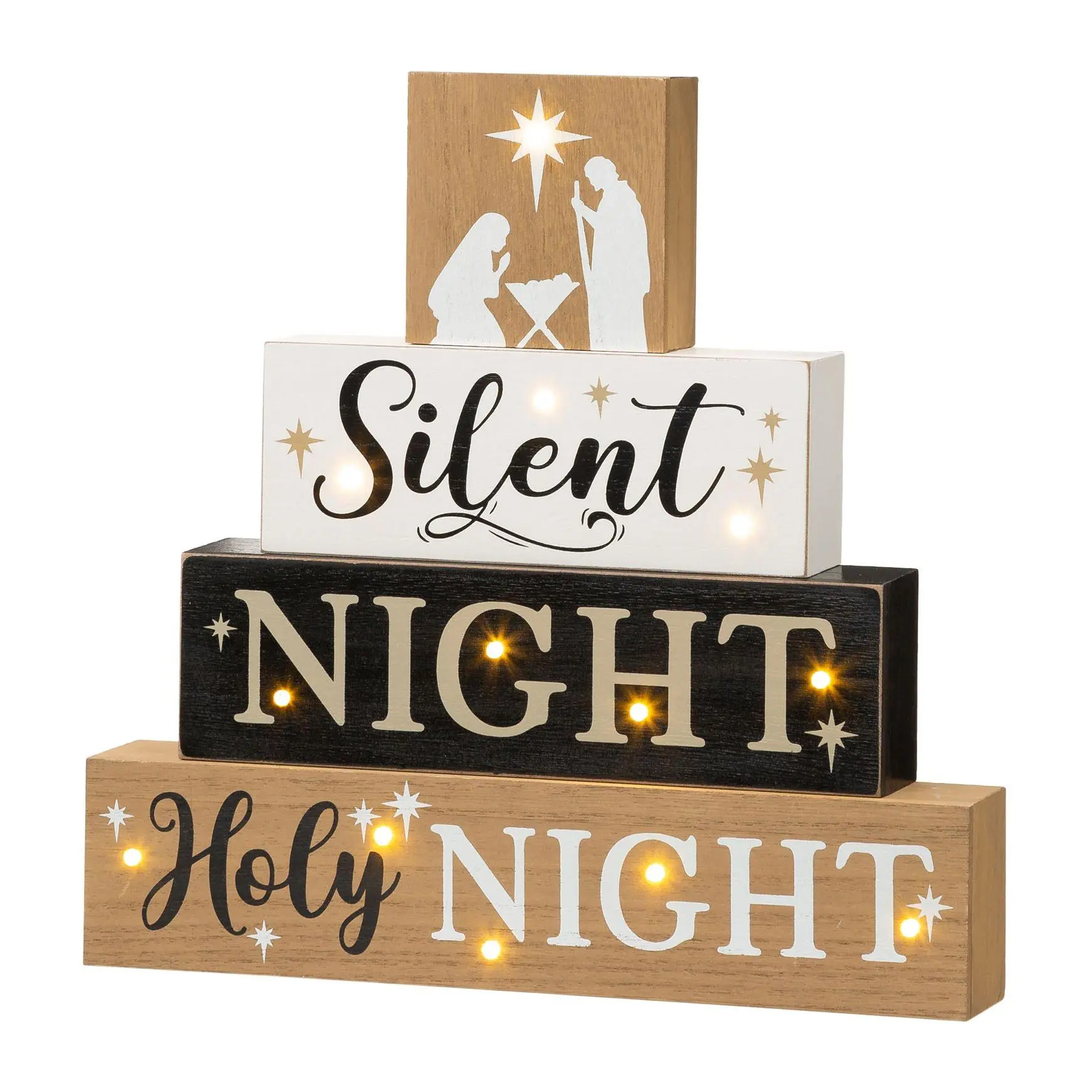 Glitzhome Silent Night 12" LED Lighted Christma s Blocks